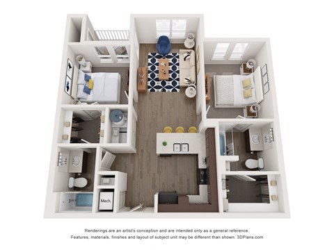 bedroom floor plan of a 2103 sq ft apartments